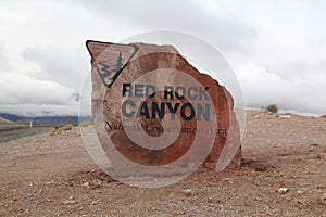 Sign entrance red rock canyon ,nevada USA.