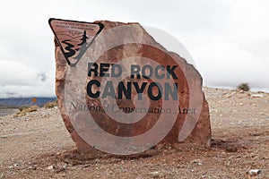 Sign entrance red rock canyon ,nevada USA.