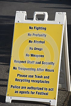 Sign at entrance to festival