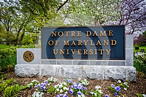 Sign at the entrance to Notre Dame of Maryland University, in Ba