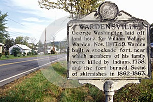 Sign at entrance of Wardensville, WV along Scenic Highway US Route 55