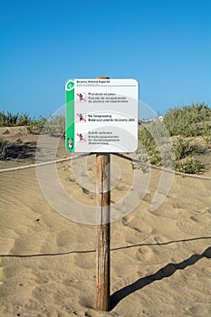 Sign for entry prohibited for dune conservation