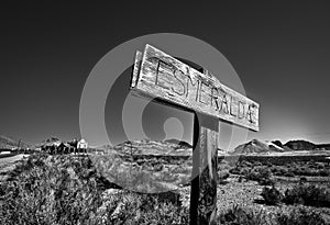 Sign for Esmeralda in the ghost town of Rhyolite Nevada