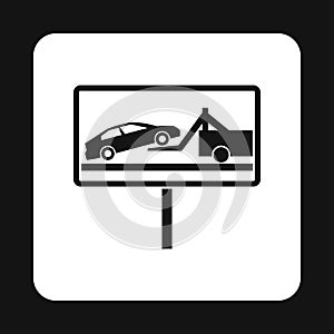 Sign evacuation of cars to impound yard icon