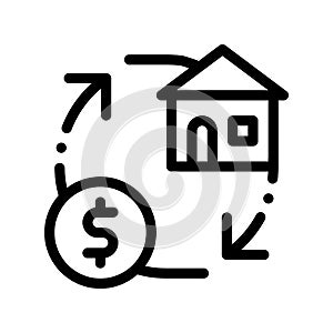 Sign Exchange Money On House Vector Thin Line Icon