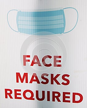 Sign `Face masks required`