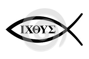 Sign of the fish with Greek letters for Ichthus
