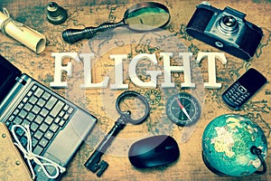 Sign Flight, Laptop, Key, Globe, Compass, Phone, Camera, Letter,
