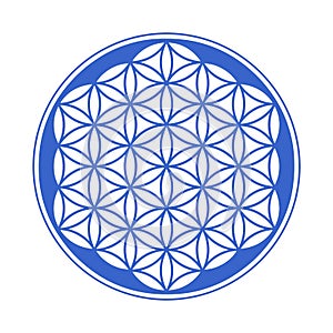 Sign of a flower of life, a pattern of blue circles