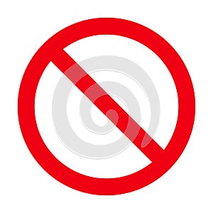 Sign forbidden. Icon symbol ban. Red circle sign stop entry ang slash line isolated on white background. Mark prohibited. Round cr