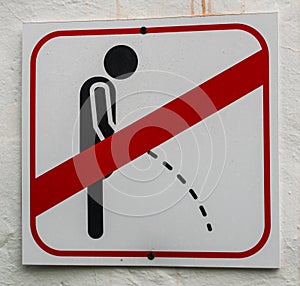 Sign of forbidden to urinate