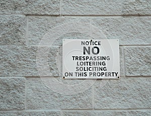 A sign forbidding soliciting