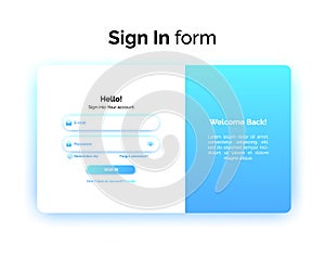 Sign In form, web design UI UX, login interface with gradient, vector illustration.
