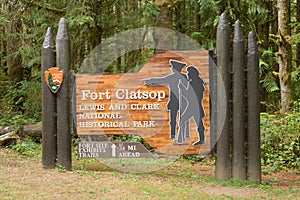 Sign at Fort Clatsop in Lewis and Clark Historical Park in Oregon