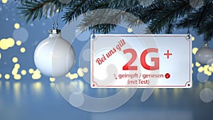 Sign 2G Plus Frozen Twigs Red Baubles Snowfall Header photo