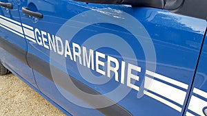 Sign on a gendarmerie car emergency vehicle French police photo