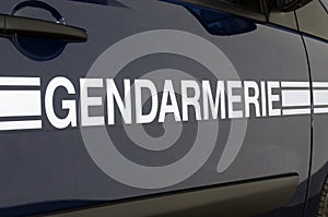 Sign on a gendarmerie emergency vehicle photo