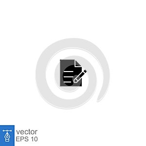 Sign in glyph icon. Report like paperwork logo. Assess or paycheck. Legal doc signing