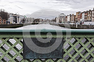 Sign of the Grattan Bridge in Dublin, Ireland