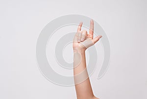 Sign with the hand and fingers