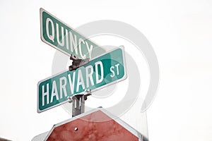Sign of Harvard and Quincy Street