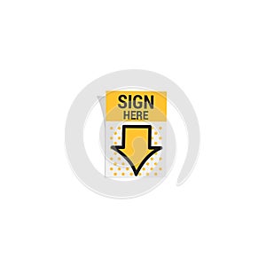 Sign here icon illustration on white background