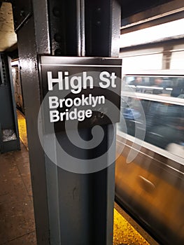 A sign of High Street, Brooklin Bridge, New York city, NY, USA photo
