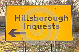 A sign for the Hillsborough Inquests
