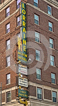 The sign for the the historic Hotel Lorraine in Toledo Oh