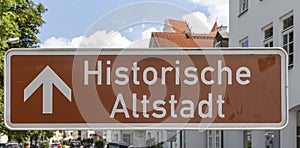 Sign historische Altstadt historic old town  in Fuessen