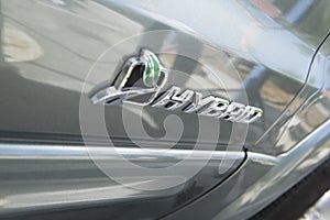 Sign on hybrid car