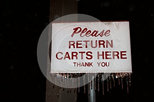 Sign with ice photo