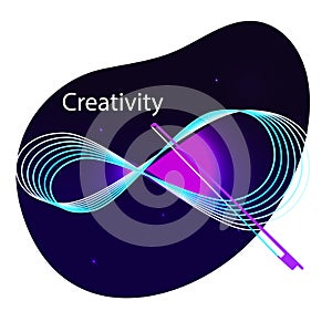 Sign infinity for creativity activity. Template banner, poster,