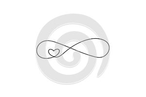 Sign of infinity and heart icon. Element of wedding for mobile concept and web apps illustration. Thin line icon for