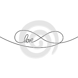 Sign of infinity and text love icon. Element of wedding for mobile concept and web apps illustration. Thin line icon for