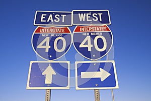 A sign for interstate 40 east and west in New Mexico