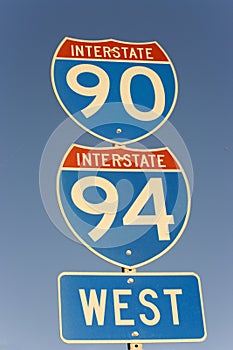 Sign of Interstate 90 and 94