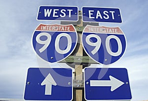 A sign for interstate 90 east and west