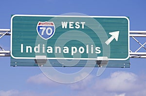 A sign for interstate 70 west in Indianapolis photo