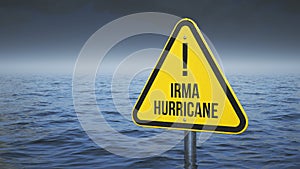 Sign Irma hurricane immersed in water