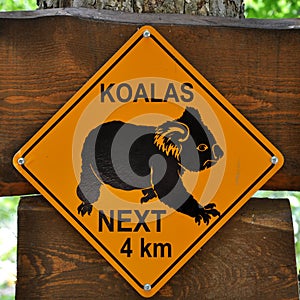 Sign of koalas