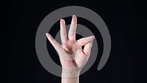 Sign language, the alphabet letter: F