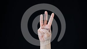 Sign language, the alphabet letter: W