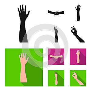 Sign Language black, flat icons in set collection for design.Emotional part of communication vector symbol stock web