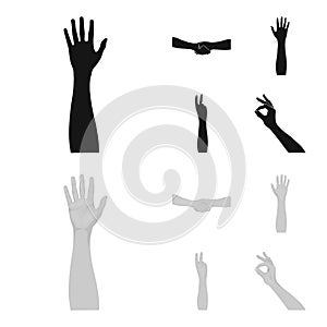 Sign Language black,monochrom icons in set collection for design.Emotional part of communication vector symbol stock web