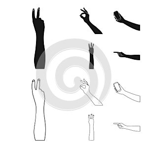 Sign Language black,outline icons in set collection for design.Emotional part of communication vector symbol stock web