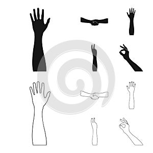 Sign Language black,outline icons in set collection for design.Emotional part of communication vector symbol stock web