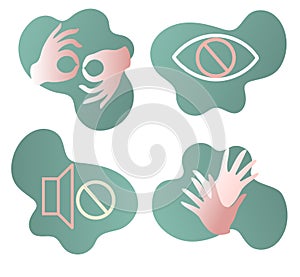 Sign language,blind, deaf, disabled icon, Web, Accessibility, Application Icons, vector set
