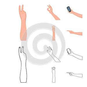 Sign Language cartoon,outline icons in set collection for design.Emotional part of communication vector symbol stock web