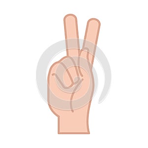 Sign language hand gesture peace and love, line and fill icon